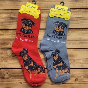 NWT Foozys Rottweiler Socks - Red And Gray 2 Pair Set - Unisex